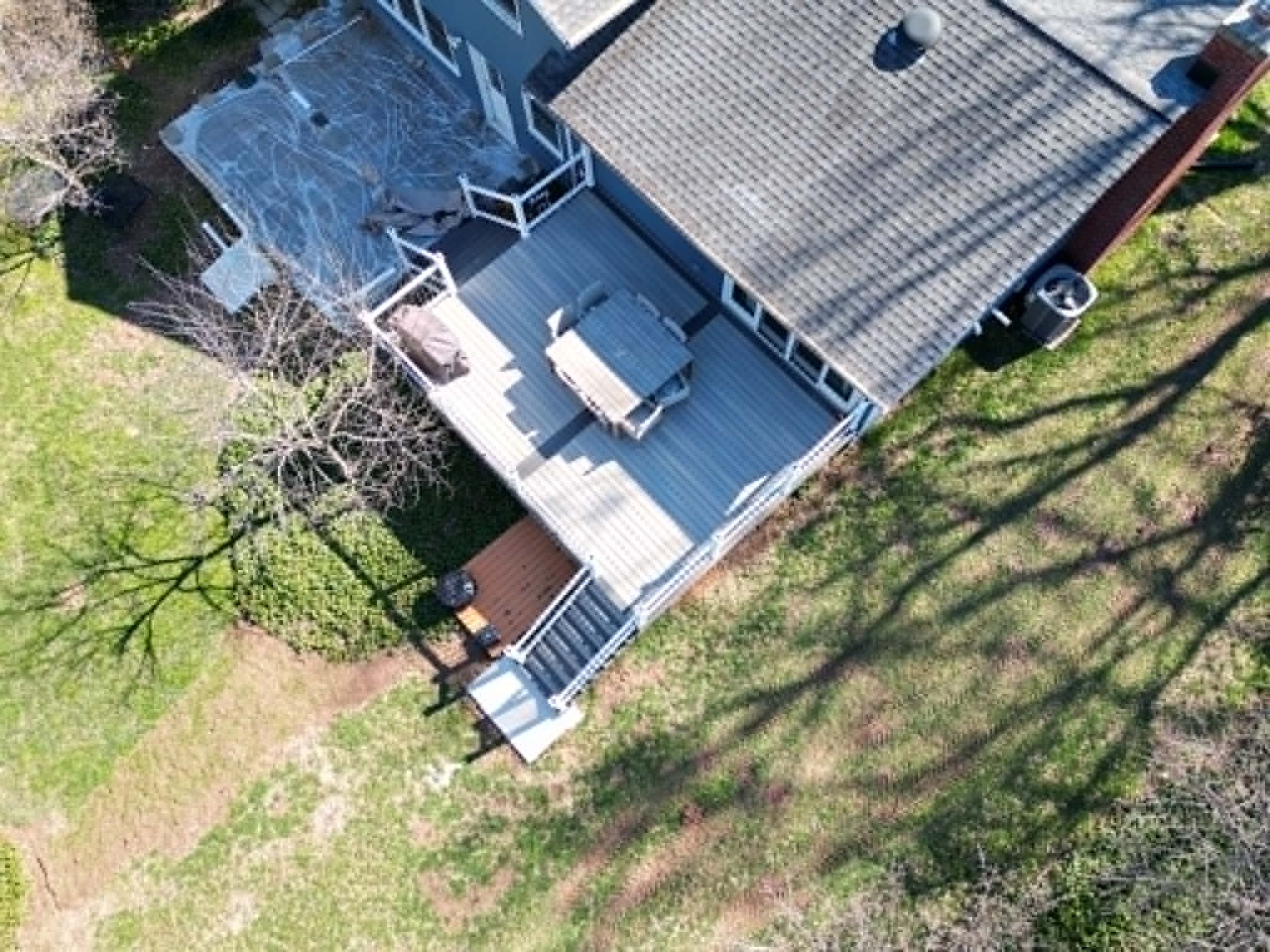 Aerial view of roof, deck, and chimney restoration — Legacy Peak Roofing & Construction, New Jersey